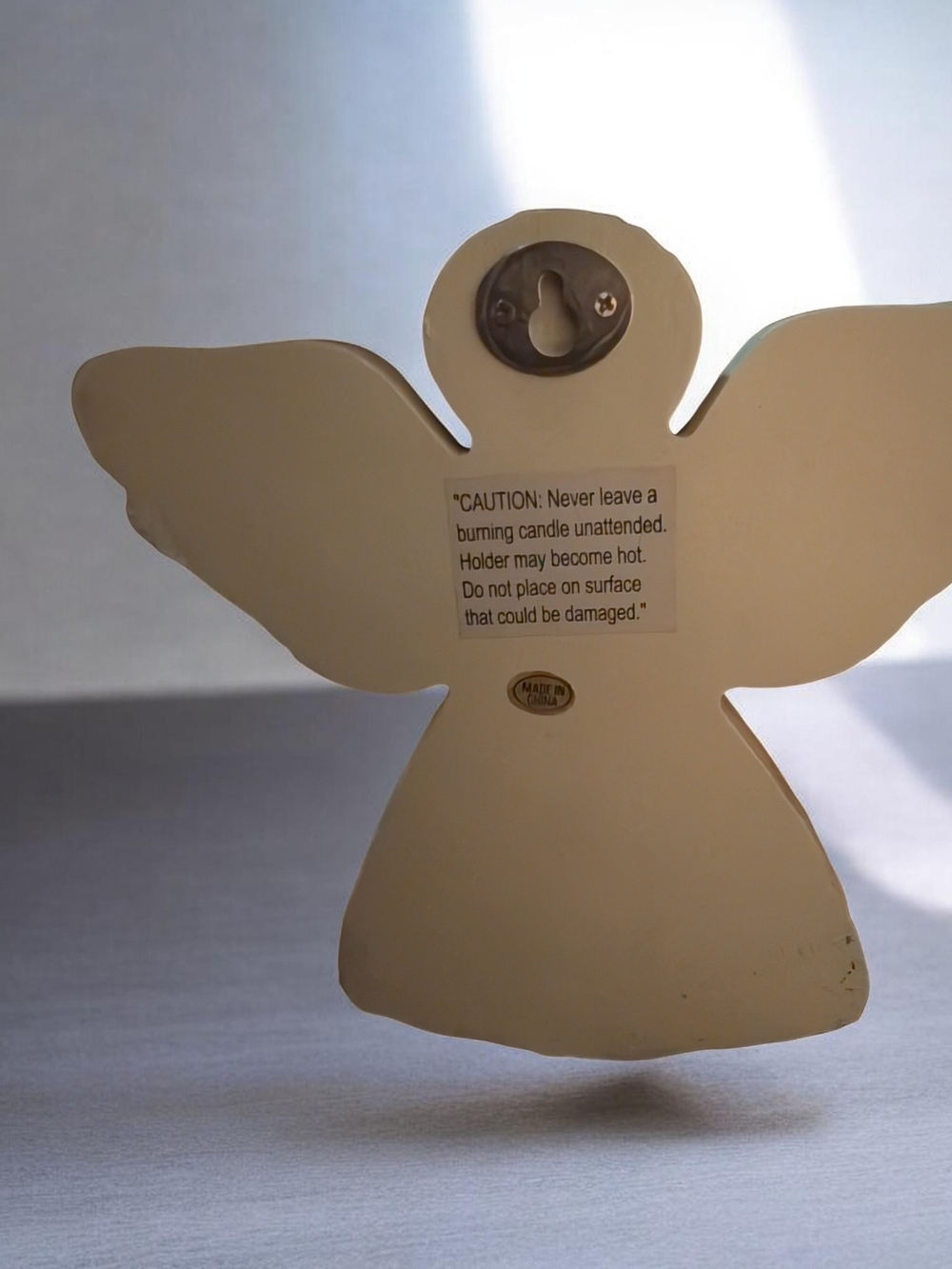 Neutral Cream Angel Wall Sculpture with Candle Holder